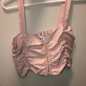 pink princess polly gingham ruffle crop top size 6